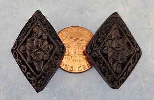Lacquer Cinnabar Black Diamond Bead x 3