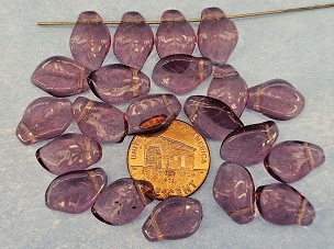 Set of 21 Vintage Czech Glass Purple Leaves