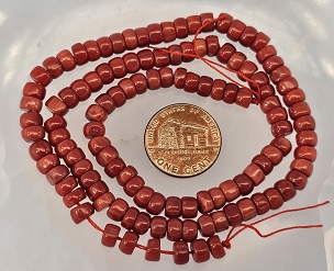 Coral Rondelles on a 16” Strand
