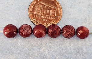 Set of 6 Vintage Round Faceted Coral Beads