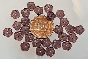 Iridescent Czech 7mm Lavender Daisy Beads x 25