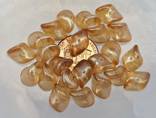 Set of 23 Czech Iridescent Peach Wavy Beads