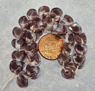 Set of 25 Czech Purple Wavy Beads