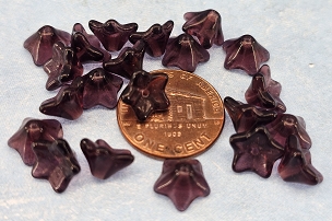 Set of 21 Translucent Purple Flower Cup Beads