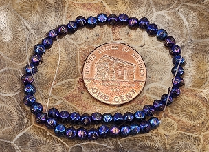 Set of 50 Iridescent Blue Czech Firepolish 3mm Spacer Beads