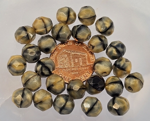 Set of 25 Vintage Czech Firepolish Givre Beads