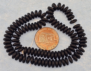 Set of 100 Czech glass matte black rondelle beads