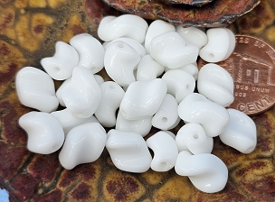 Set of 26 Chalk White Vintage West German Twist Beads