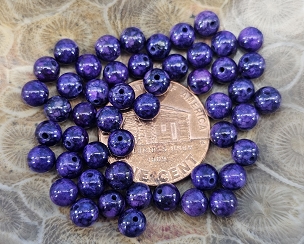 Set of 50 4mm Opaque Round Purple Druk Beads