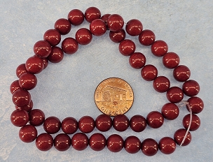 Set of 48 Opaque 8mm Round Red Druk Beads