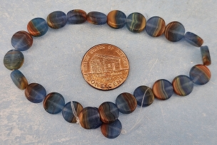 Set of 25 Czech Streaky Hurricane Blue Coin Beads