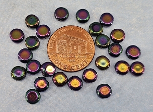 Set of 25 Czech 5mm Iridescent Coin or Disc Beads