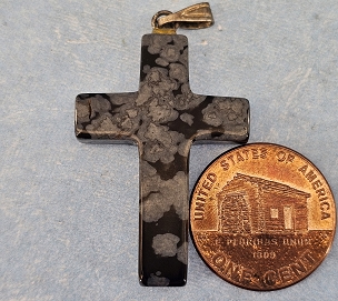Snowflake Obsidian Cross