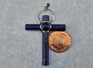 Stunning Lapis and Sterling Silver Cross