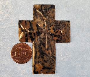 Beautifully Carved Moss Agate? Cross