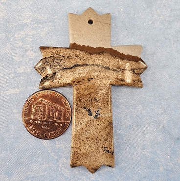 Beautifully Carved Picture Jasper Cross
