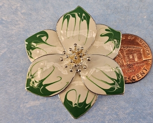 Stunning Enamel Green and White Flower Pendant