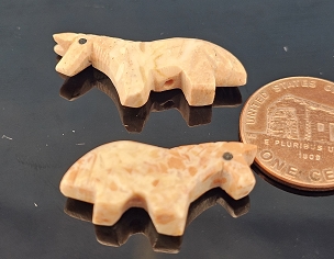Set of 2 Peach Aventurine Carved Zuni Horse Fetish Beads