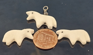 Set of 3 Maybe Howlite carved Zuni Horse Fetish Beads