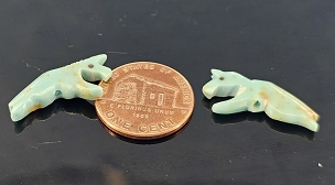 Set of 2 Faux Turquoise (howlite) Carved Zuni Running Horse Fetish Beads