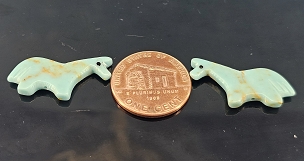 Set of 2 Faux Turquoise (howlite) Carved Zuni Horse Fetish Beads