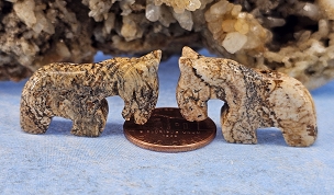 Set of 2 Picture Jasper Carved Zuni Horse Fetish Beads